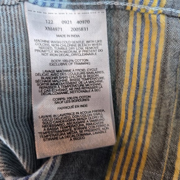 Columbia Shirt Mens Medium Grey Yellow Striped Button Up Short Sleeve Outdoors 1 - Picture 7 of 8